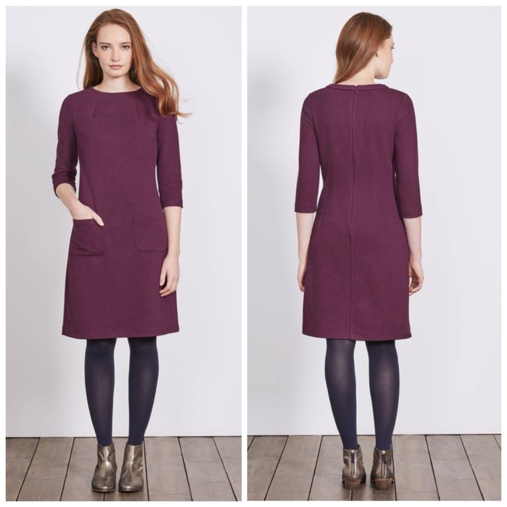 Boden Plum Textured Shift Dress